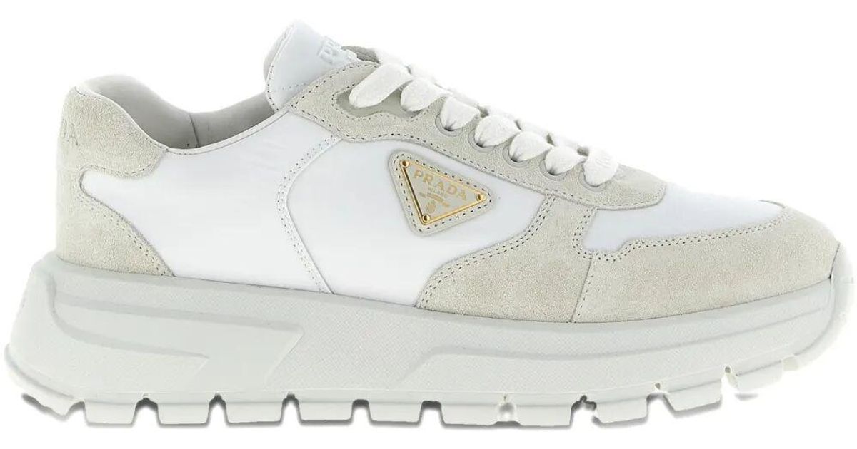 Prada Prax 2.0 Re-Nylon And Suede Sneakers Shoes in White | Lyst