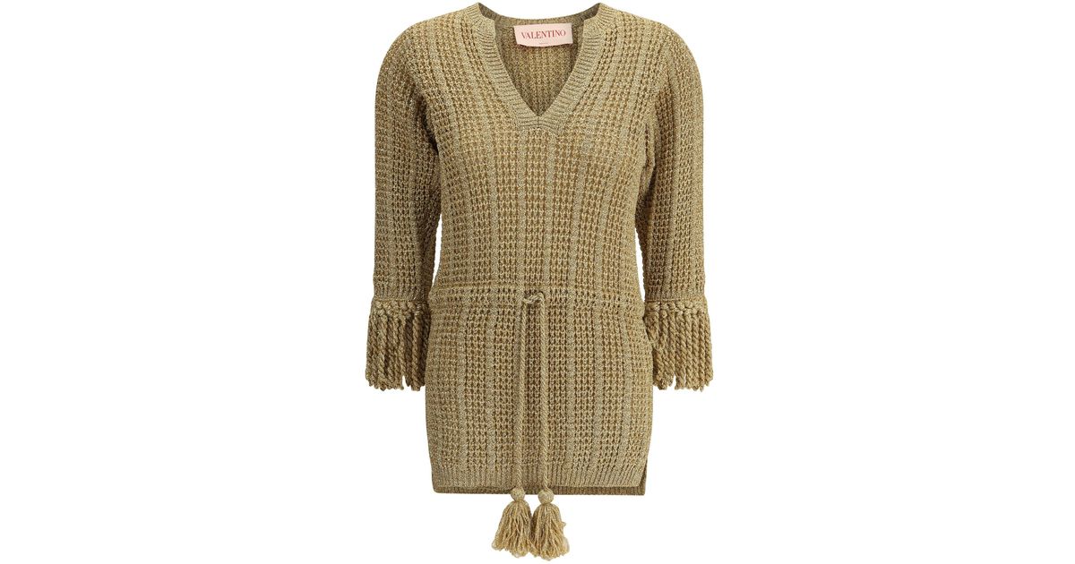 ワンピース Valentino Lurex Knit Short Dress VALENTINO Lurex knit short Dress GOLD | Base Blu