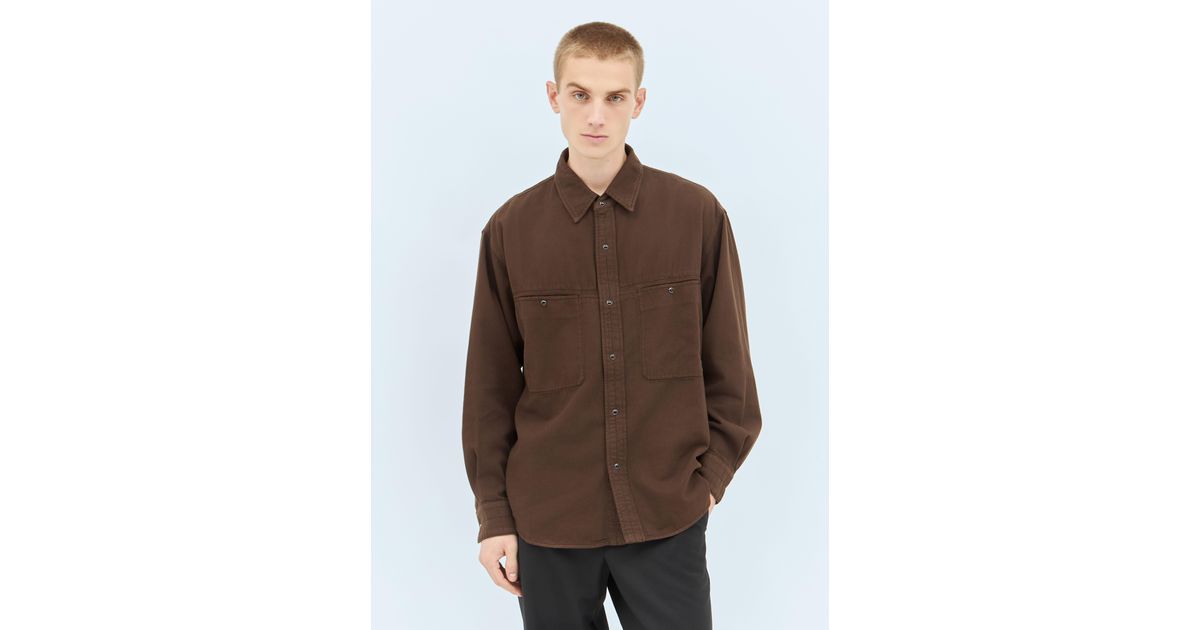 Lemaire Denim Shirt With Snaps in Brown for Men | Lyst