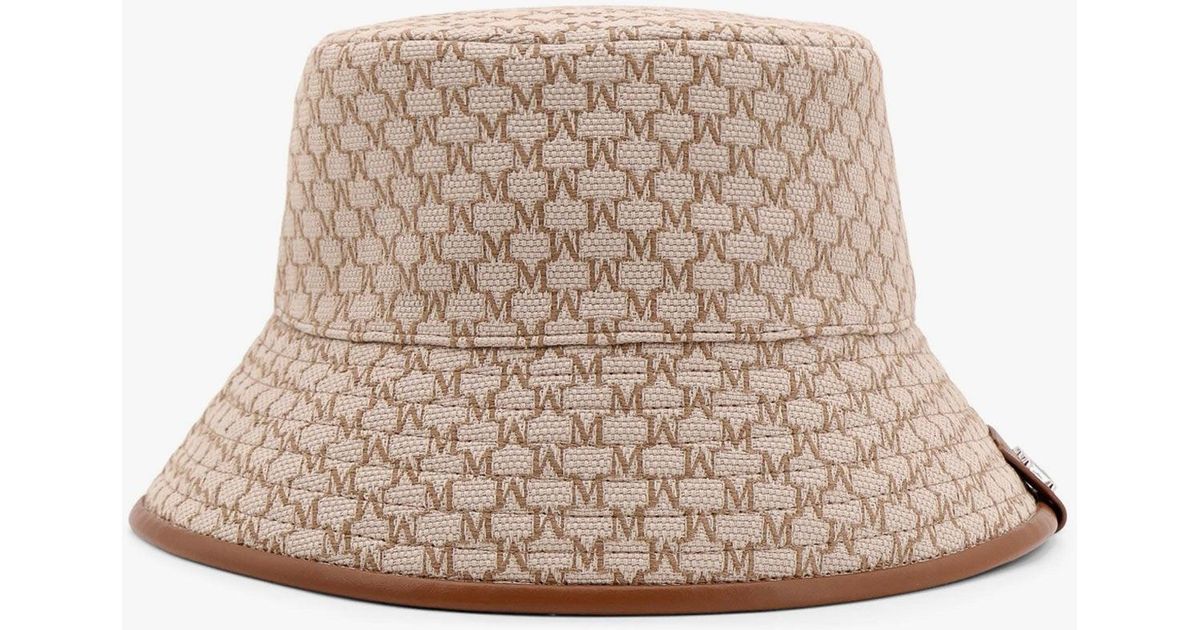 ハット MAX MARA Loretta cotton bucket hat with allover logo Marrone Max Mara Loretta Cotton Bucket Hat With Allover Logo