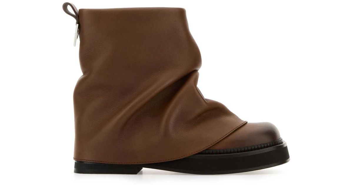 The Attico Caramel Leather Mini Robin Ankle Boots in Brown | Lyst