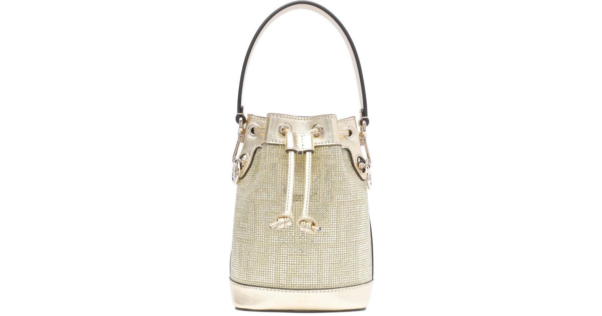 パーティーバッグ FENDI MINI MON TRESOR CRYSTAL BUCKET BAG Fendi Mini Mon Tresor Crystal Bucket Bag in White | Lyst