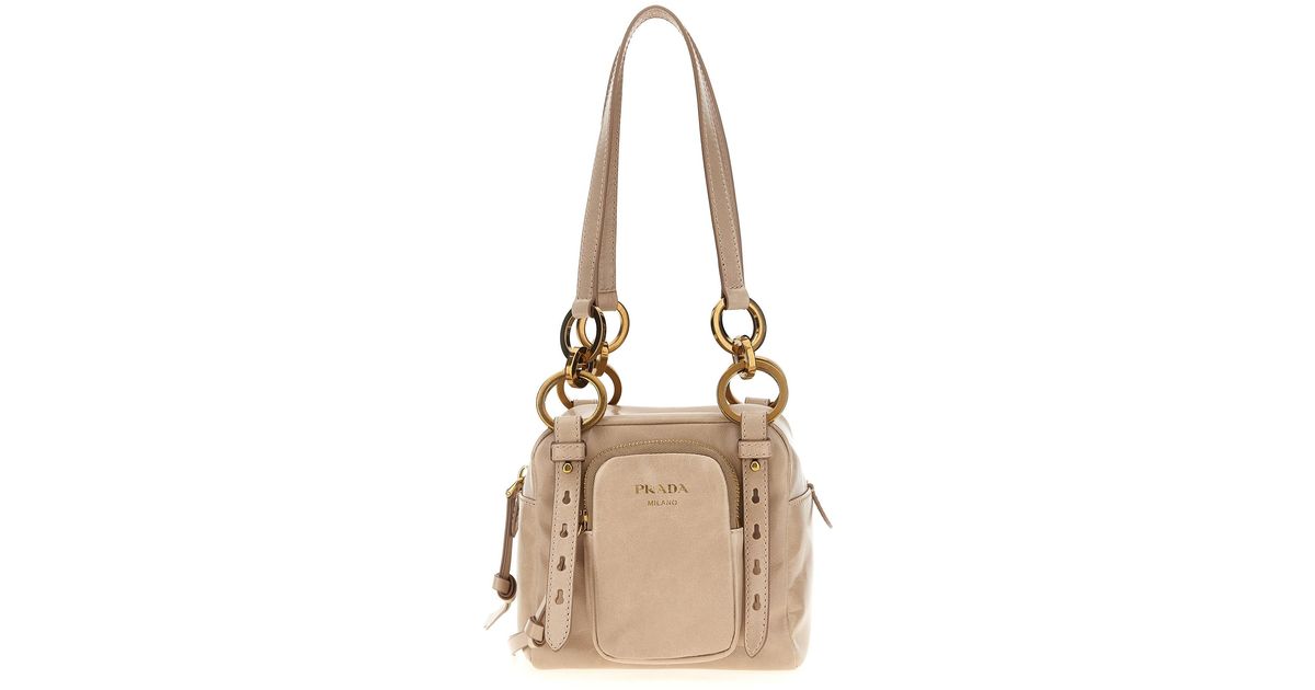 ハンドバッグ PRADA 'Dangle' top case Prada 'Dangle' Top Case in Natural | Lyst