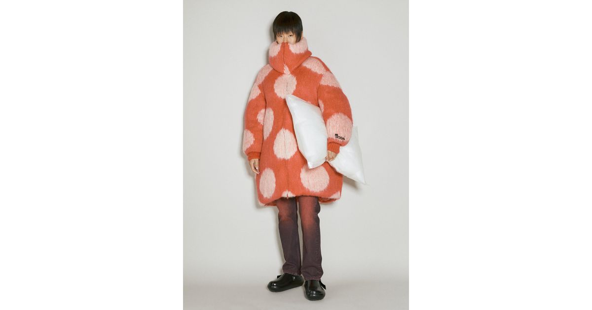 ジャケット Oversized Long Polka Dot Down Coat Marni Oversized Long Polka Dot Down Coat in White | Lyst