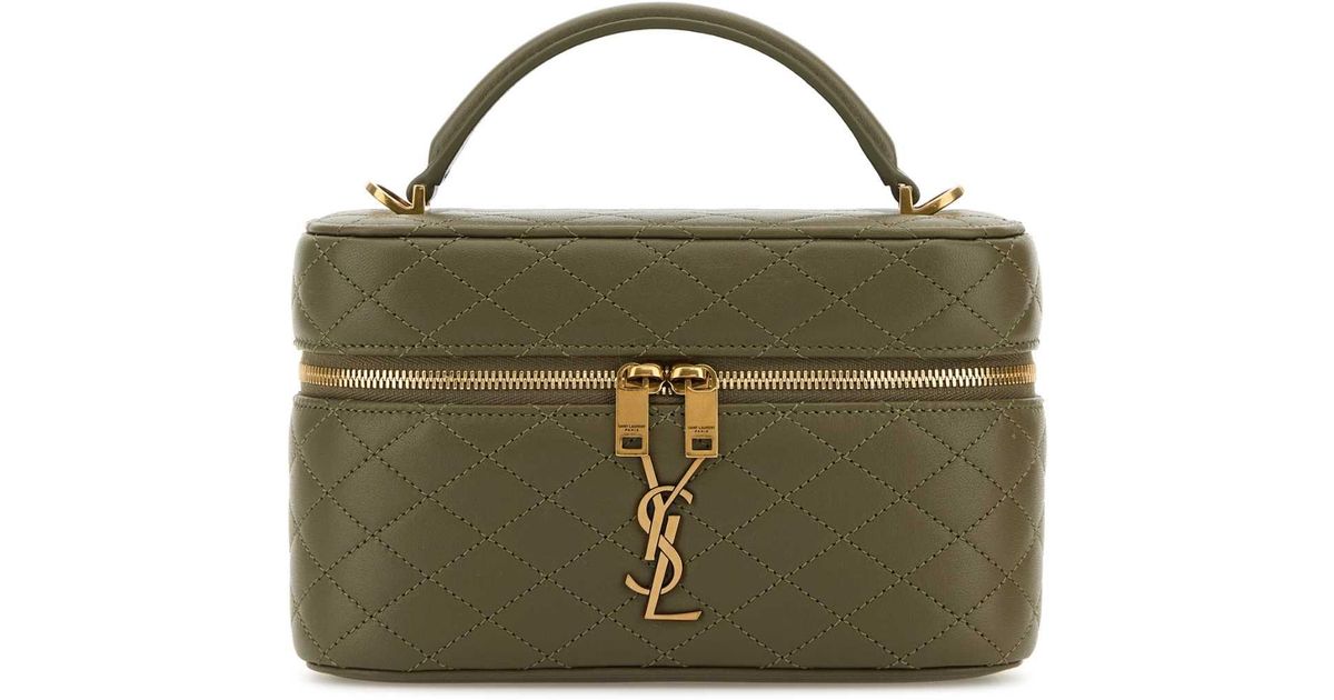 【Saint Laurent】Army Green Nappa Leather Vanit Saint Laurent Army Nappa Leather Vanity Gaby Handbag in