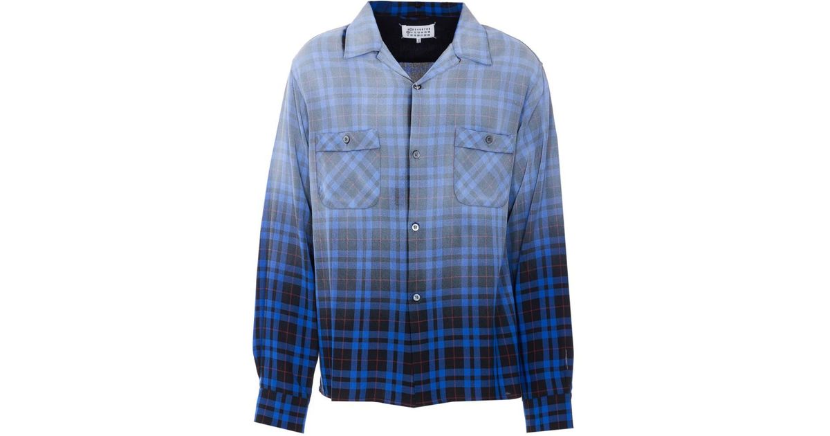 Maison Margiela Check Shirt With Gradient Effect in Blue for Men 