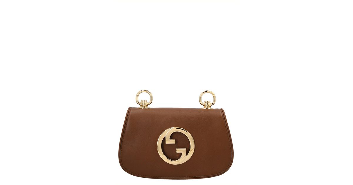 BLONDIE INTERLOCK MINI SHOULDER BAG 12 IN BEIGE CANVAS AND DARK BROWN CALFSKIN TRIM