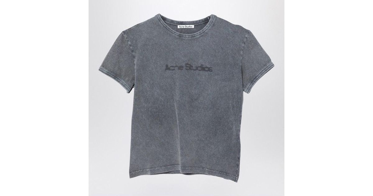 Acne Studios Washed Cotton T-Shirt With Logo in Gray | Lyst