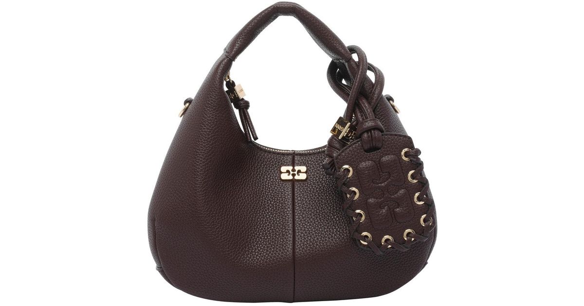 Ganni Mini Hobo Bag in Brown | Lyst