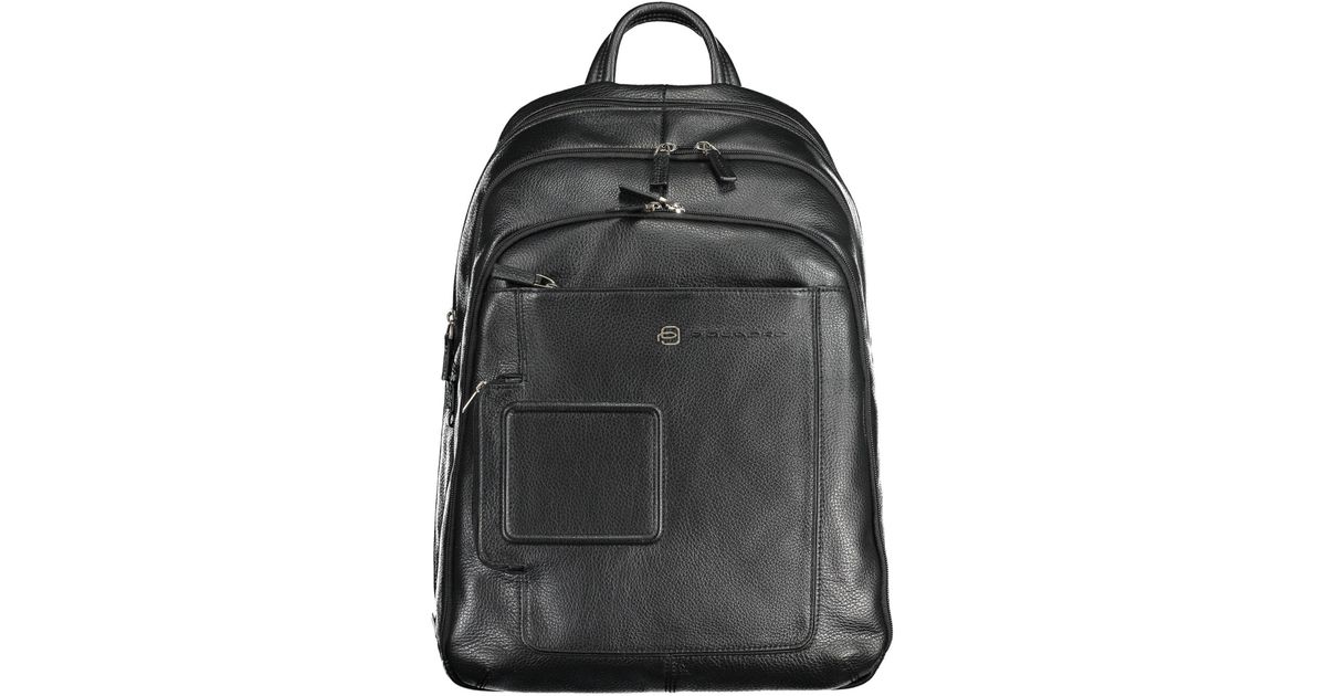 Piquadro Leather Backpack in Black for Men | Lyst