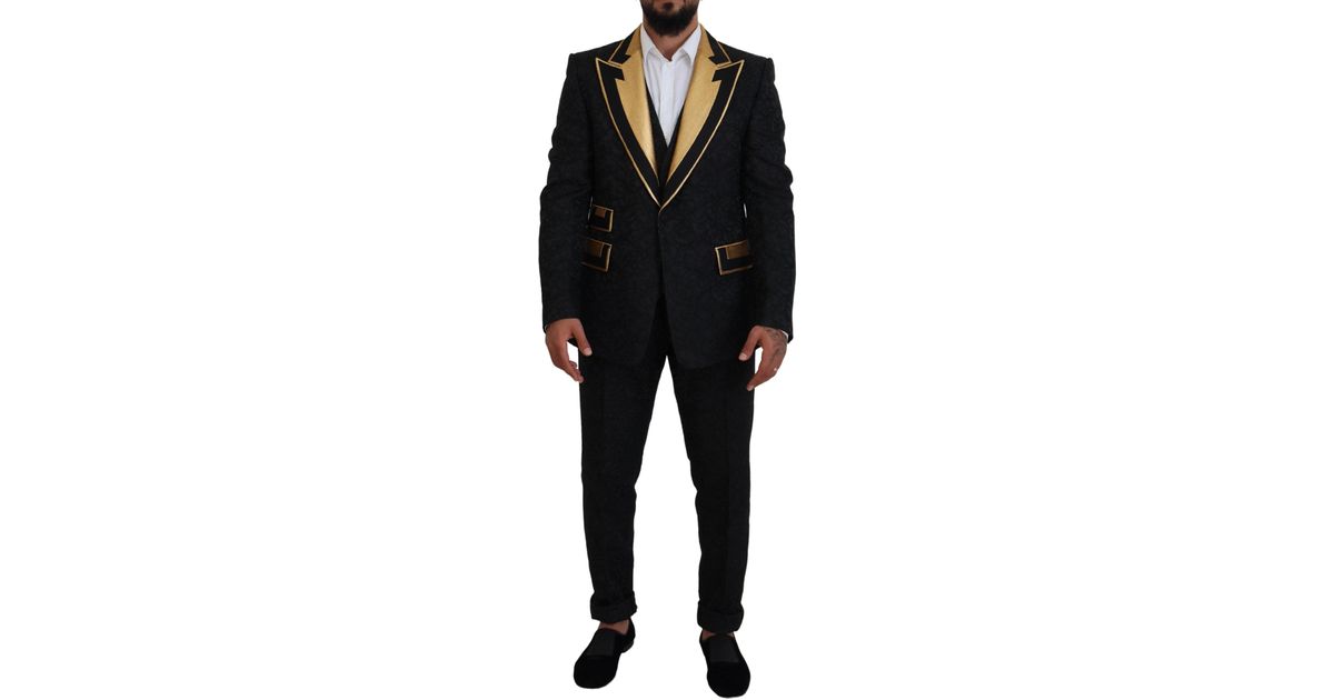 Dolce & Gabbana Gold Fantasy Tuxedo Slim Fit Suit in Black for Men Lyst