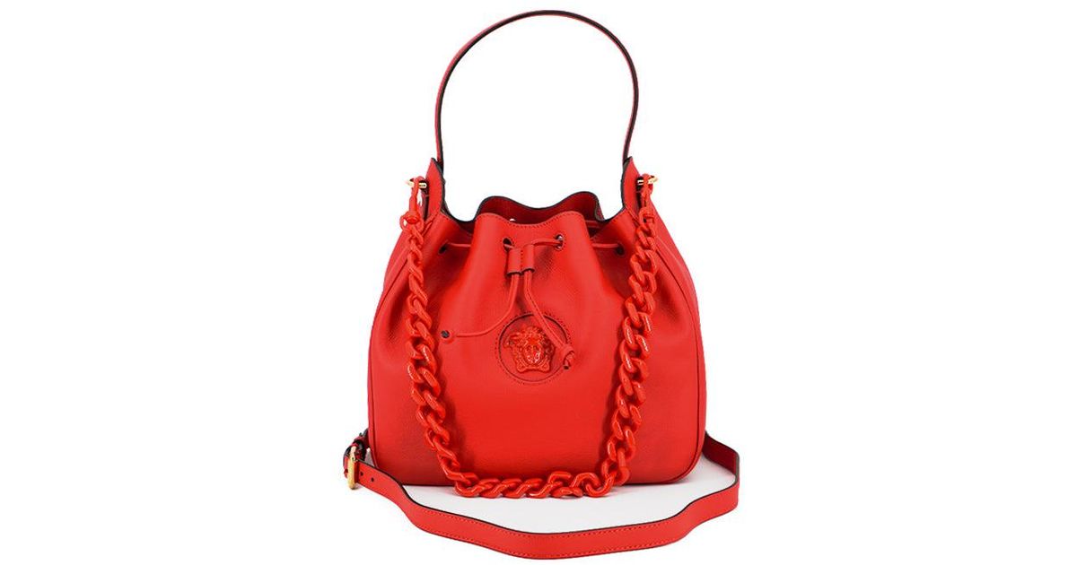 Versace Calf Leather Hobo Shoulder And Handbag in Red | Lyst