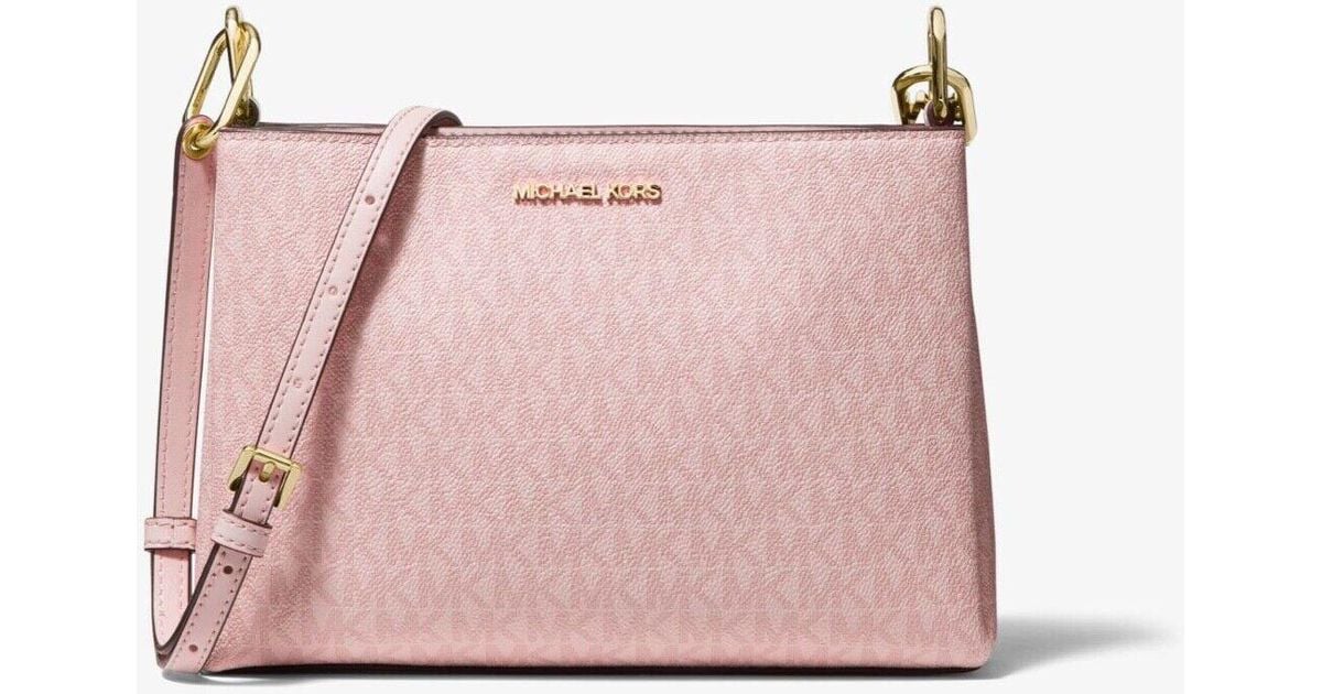 Michael Kors Trisha Medium Logo Crossbody Bag in Pink Lyst