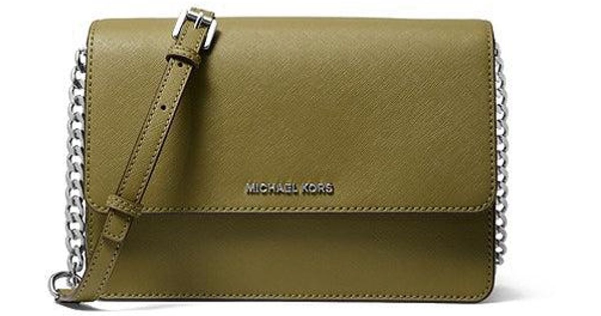Michael Kors Daniela Large Gusset Crossbody Leather Bag in Green Lyst