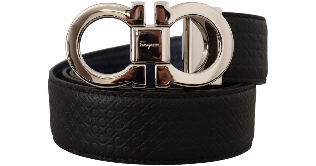 VERSACE BLACK and NAVY BLUE REVERSIBLE LEATHER MEN'S Belt 115/46