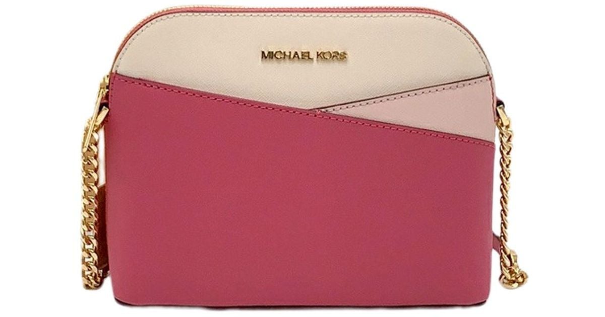 Michael Kors Jet Set Travel Medium Crossbody Leather Handbag in Pink