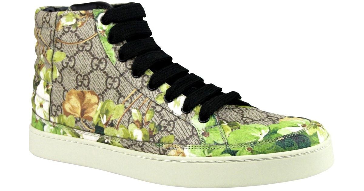 Gucci Bloom Print Supreme gg Canvas Hi Top Sneakers Shoes 407342 8960