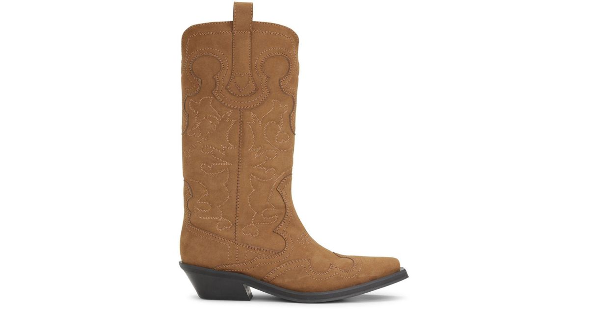 Ganni Brown Calf Leather Bos Taurus Lace-Up Boots