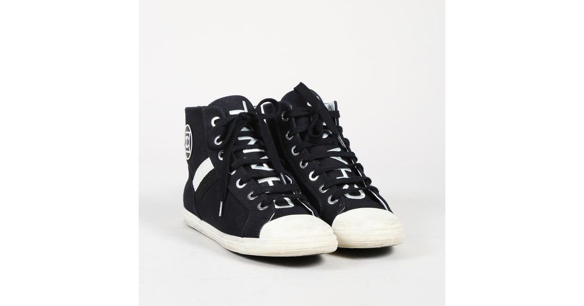 chanel black high top sneakers