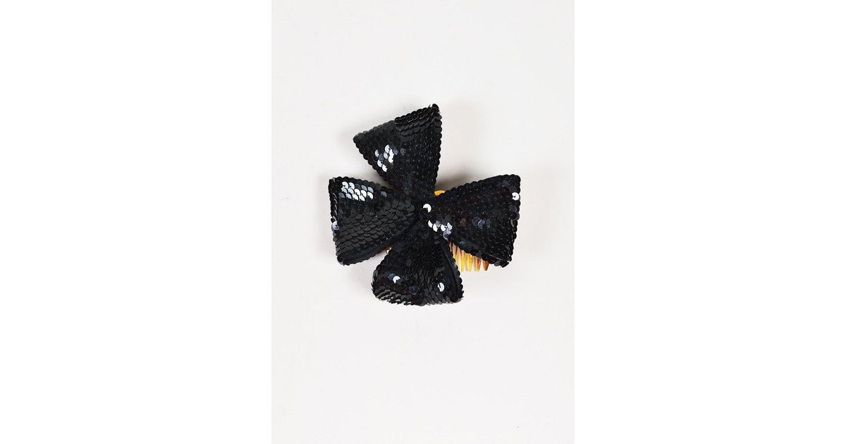 Chanel Black Sequin Embellished Comb Hair Clip Lyst
