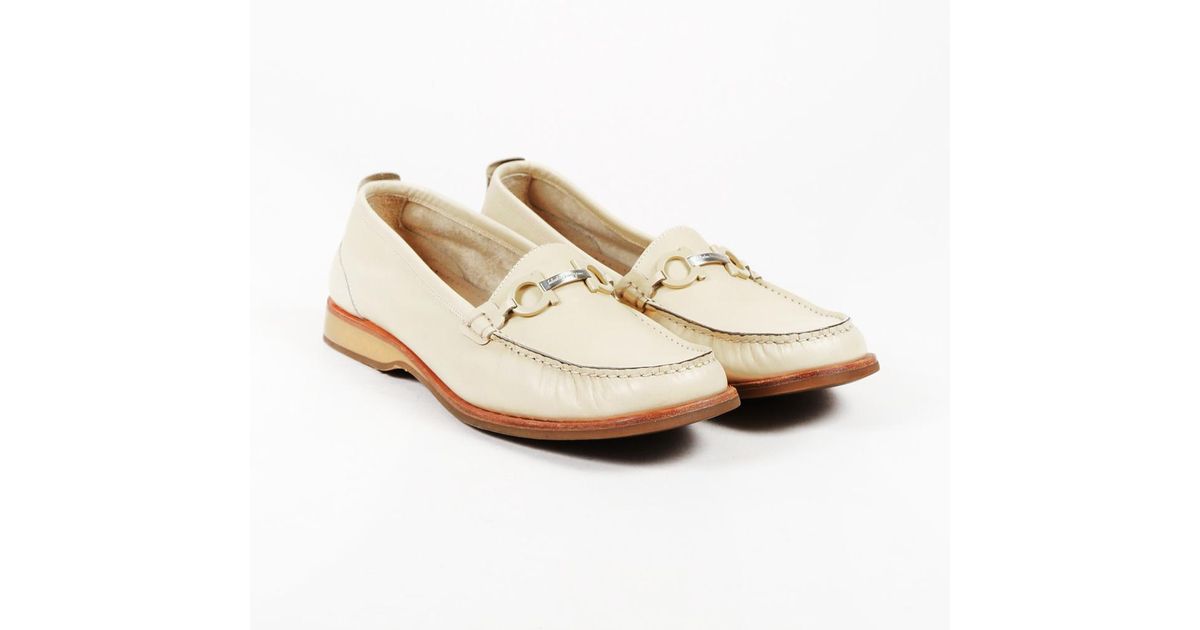 cream leather loafers