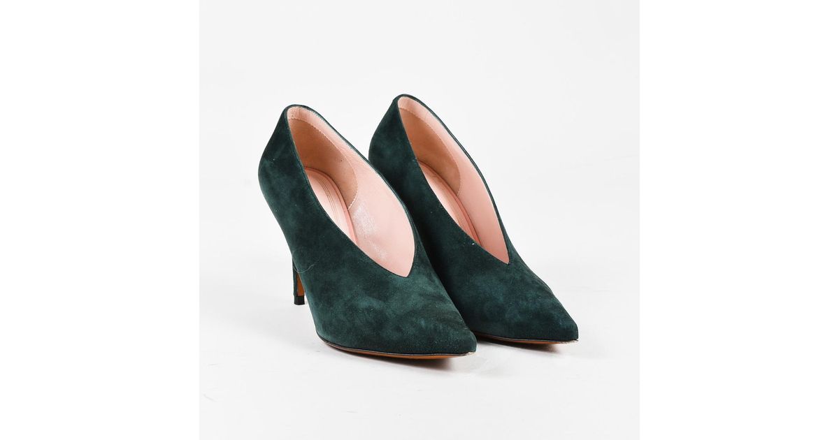 forest green suede pumps