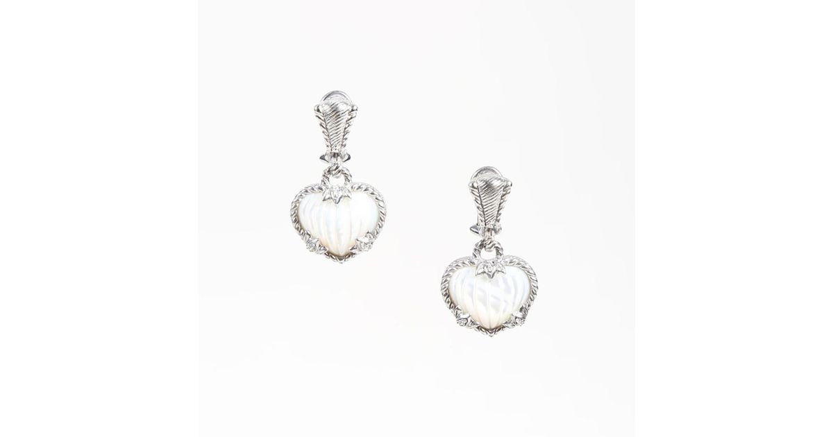 Lyst Judith Ripka Sterling Silver Mother Of Pearl Heart Shaped Lyst Judith Ripka Sterling Silver Mother Of Pearl Heart Shaped Earrings In Metallic