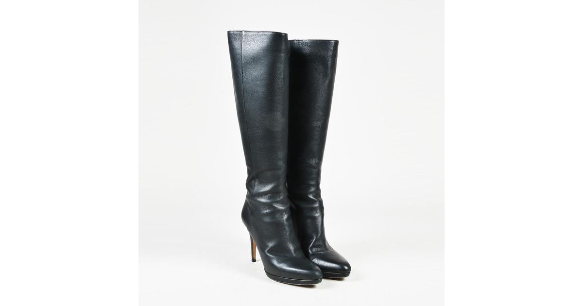 leather knee high platform boots