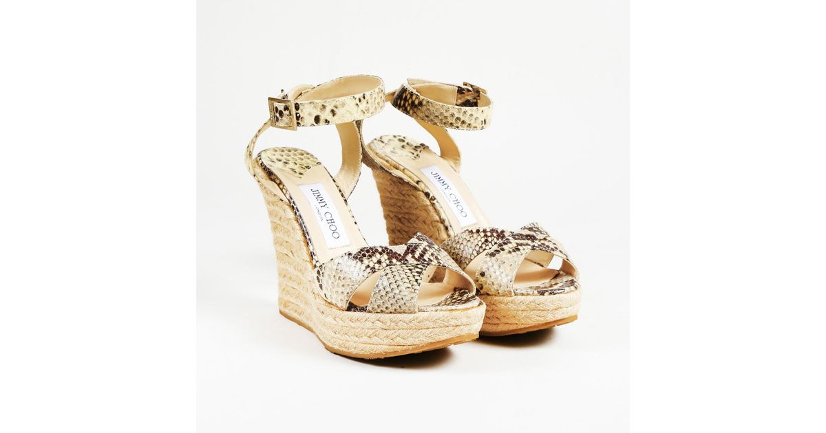 snakeskin espadrille wedges