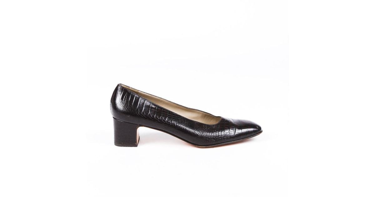 brown croc pumps