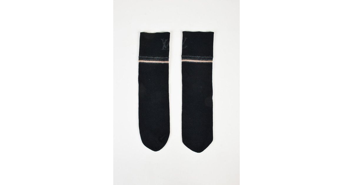 Louis Vuitton Black Multi Cashmere &#39;lv&#39; Mid Calf Socks for Men - Lyst