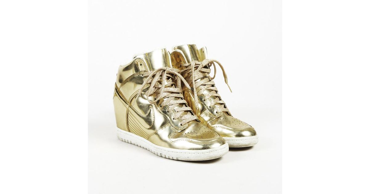 gold nike wedge sneakers