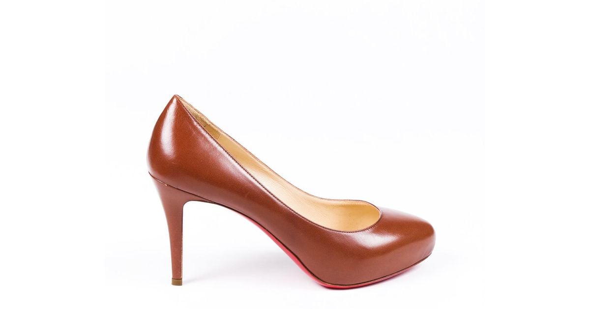 Christian Louboutin Leather Declic 90 Pumps in Brown - Lyst