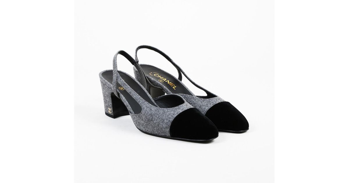 chanel grey slingback