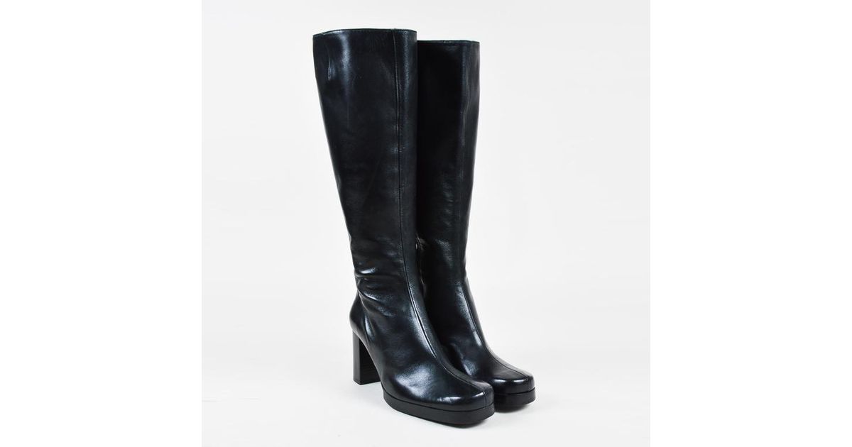 black leather boots chunky heel