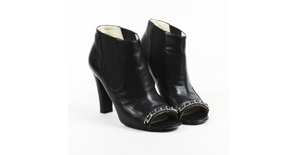 chanel open toe booties