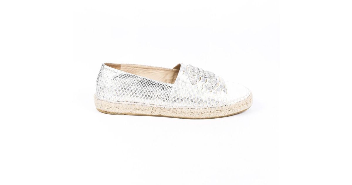 chanel silver espadrilles