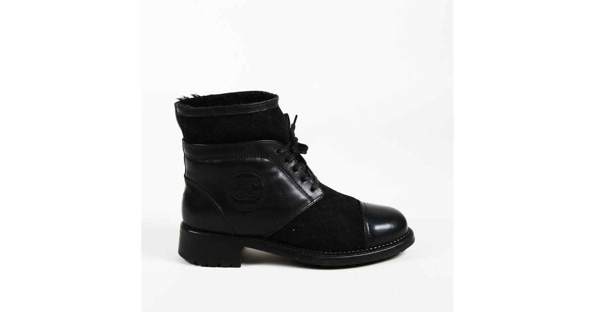 chanel suede combat boots