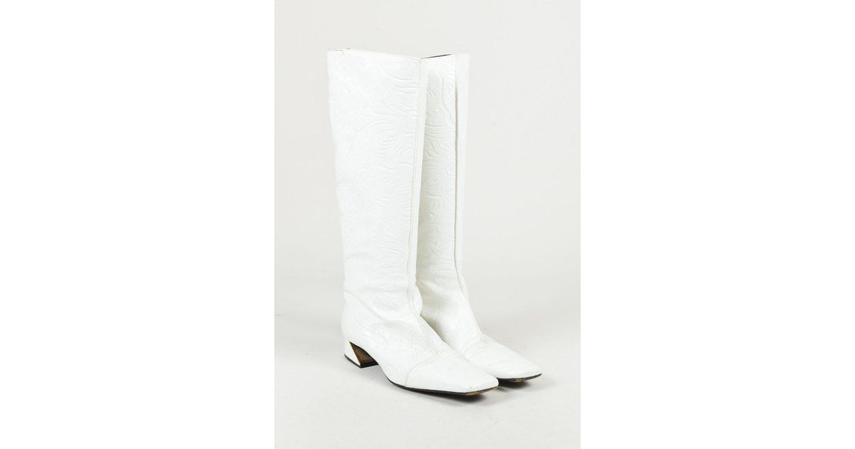 white leather boots low heel