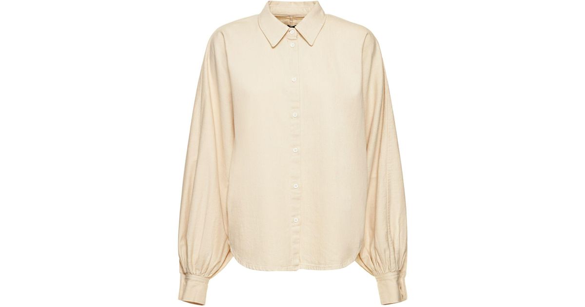 Made In Tomboy Claire Denim Shirt W/ Balloon Sleeves in Natural | Lyst UK