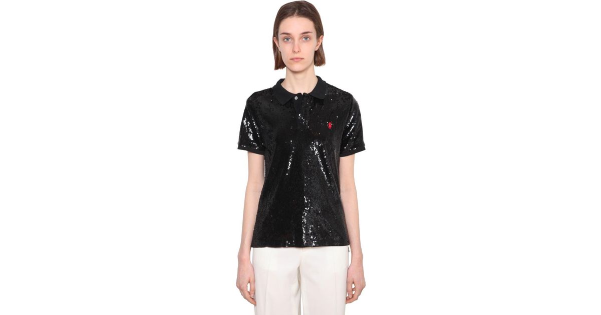 Polo Ralph Lauren Sequined Mesh Polo in Black | Lyst