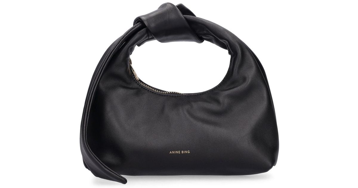 Anine Bing Mini Grace Leather Top Handle Bag in Black | Lyst