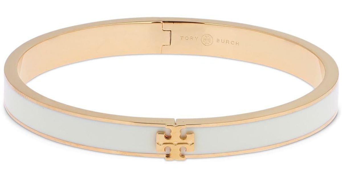 Tory Burch 7mm Kira Enamel Bangle Bracelet in White Lyst