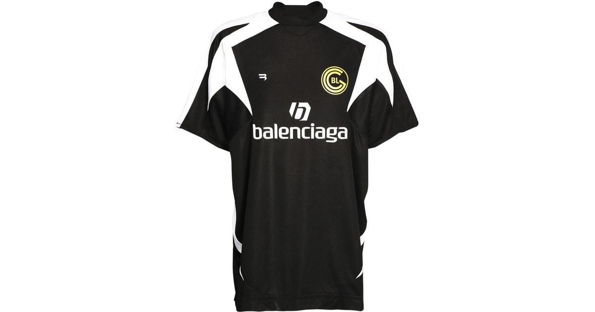 Balenciaga Oversized Logo Mesh Football T-shirt in Black | Lyst