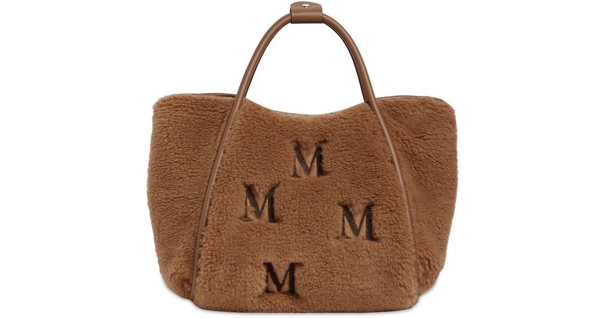 Max Mara Marine M & Silk Teddy Tote Bag in Camel (Brown) | Lyst Canada