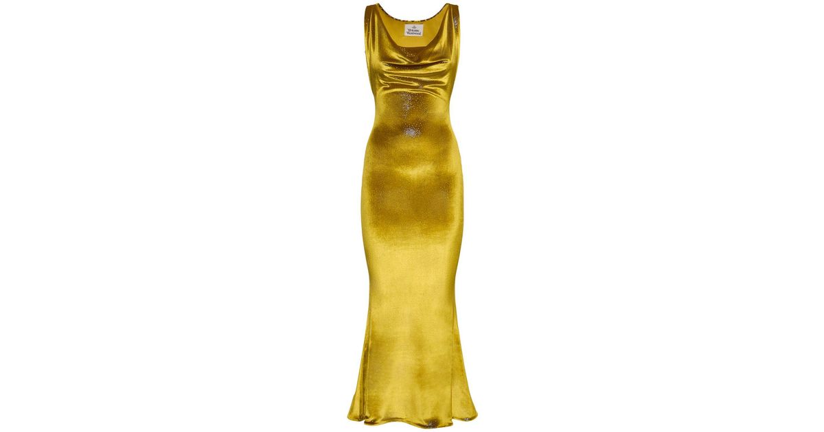 ワンピース VIVIENNE WESTWOOD GOLD TONE VISCOSE MAXI DRESS Vivienne Westwood Panther Maxi Dress | Gold | FARFETCH JO