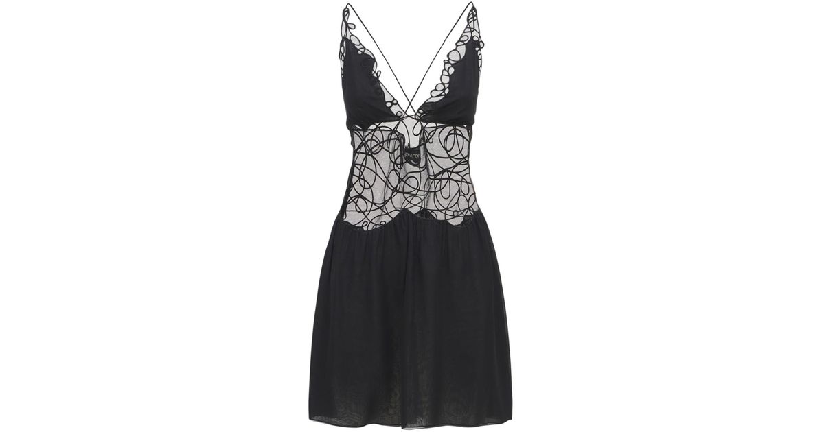 Tom Ford Embroidered Silk Georgette Mini Dress in Black | Lyst Australia