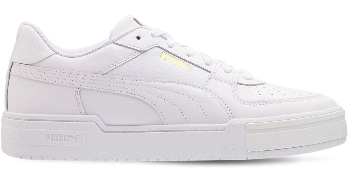 puma ca pro premium trainers in white and tan