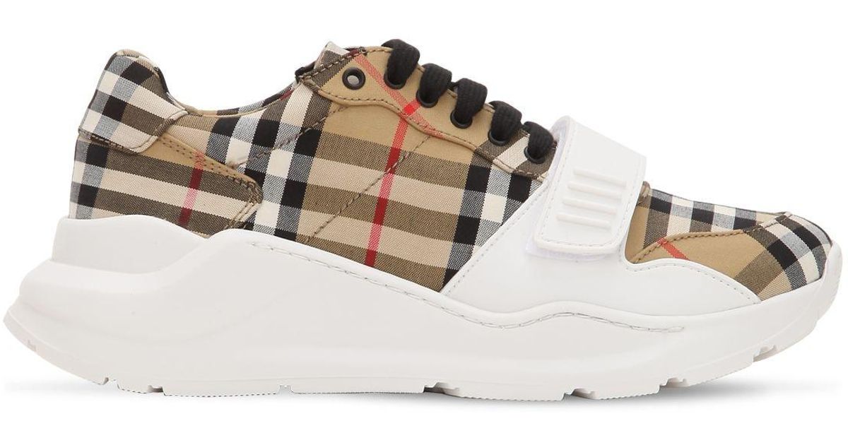 Burberry 30mm Regis Check Cotton Canvas Sneakers in Beige (Natural ...