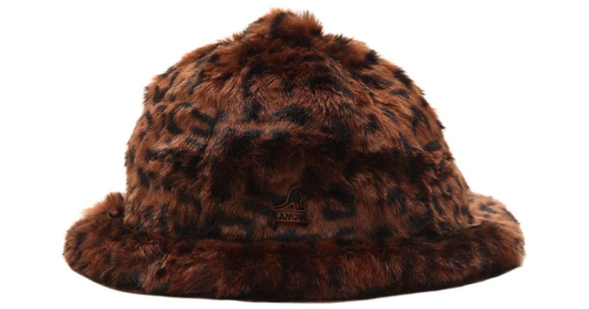 leopard print fur bucket hat
